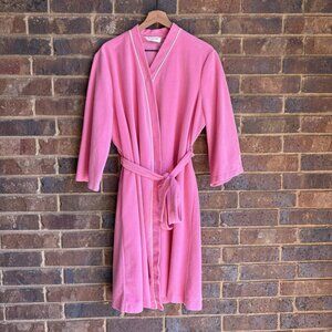 VTG Vanity Fair Tie Wrap Pink Robe XL Right Side Pocket MIDI Cottage Retro BURN